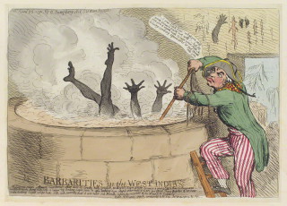 NPG D12417; 'Barbarities in the West Indies' by James Gillray, published by  Hannah Humphrey