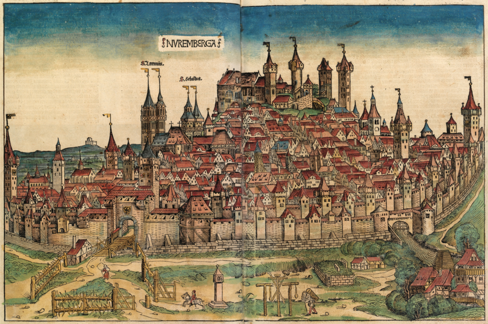 coloured woodcut of nuremberg