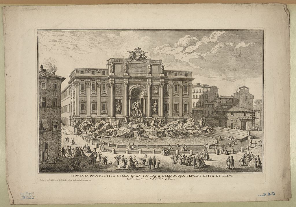 Nicola Salvi's 18th century engraving of the Trevi Fountain