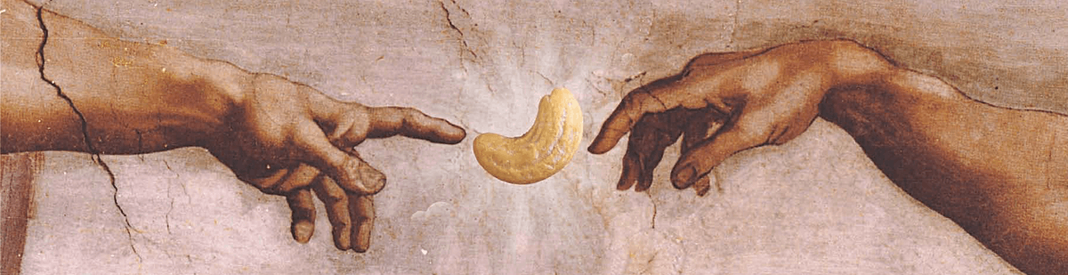 Cashew kernel between Adam and God in Michelangelo's Last Judgement