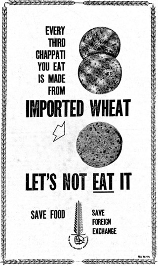 Poster suggesting that Indians do not eat one of three chapatis