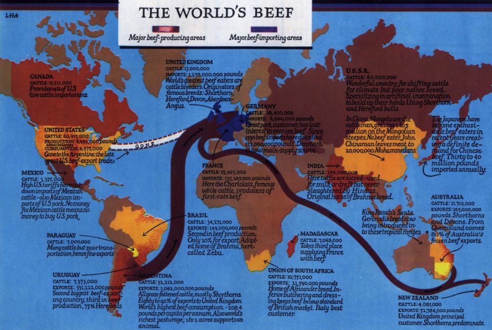 Map showing food trade routs into Britain