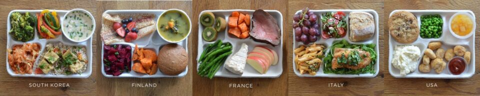 Representative schools meals from five different countries