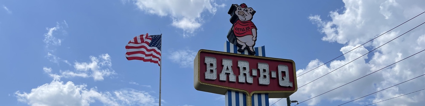 Neon sign at Piggie Park in Columbia, South Carolina.