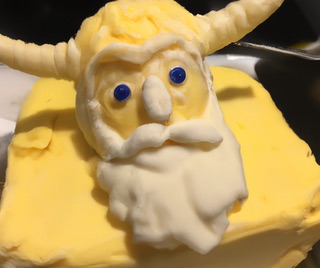 Dall-E's rendering of "A viking made of butter"