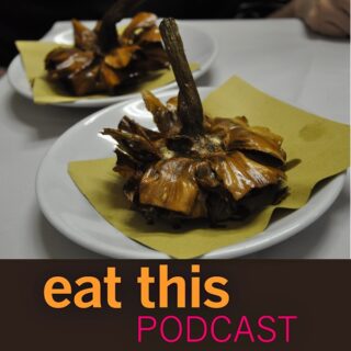 Cover artwork, a fried artichoke on a plate