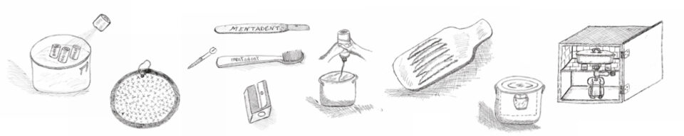 Drawings of prisoners' inventions to cook in their cells.